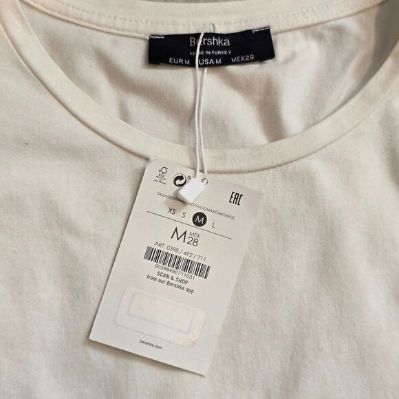 Bershka White Padded Shoulder Tank Dress Sz Medium - Picture 5 of 8